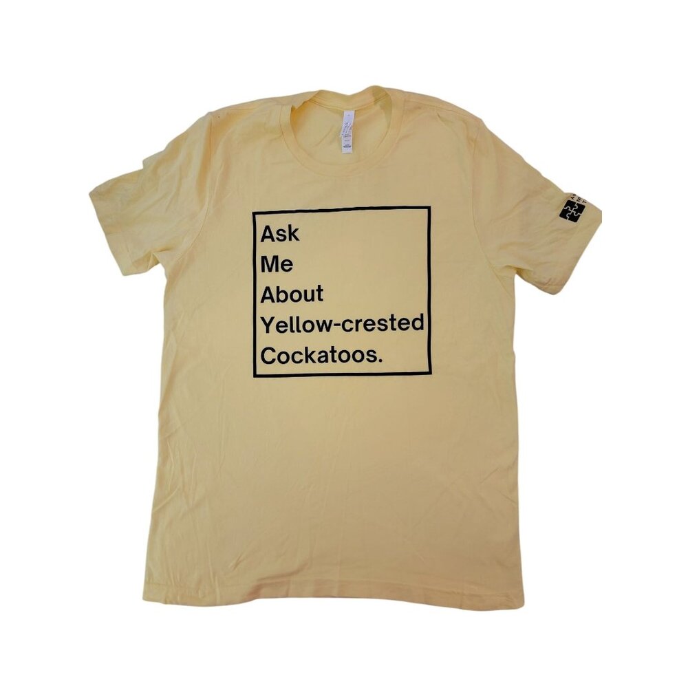Yellow T-Shirt Ask Me About Yellow-Crested Cockatoos Bella+Canvas L